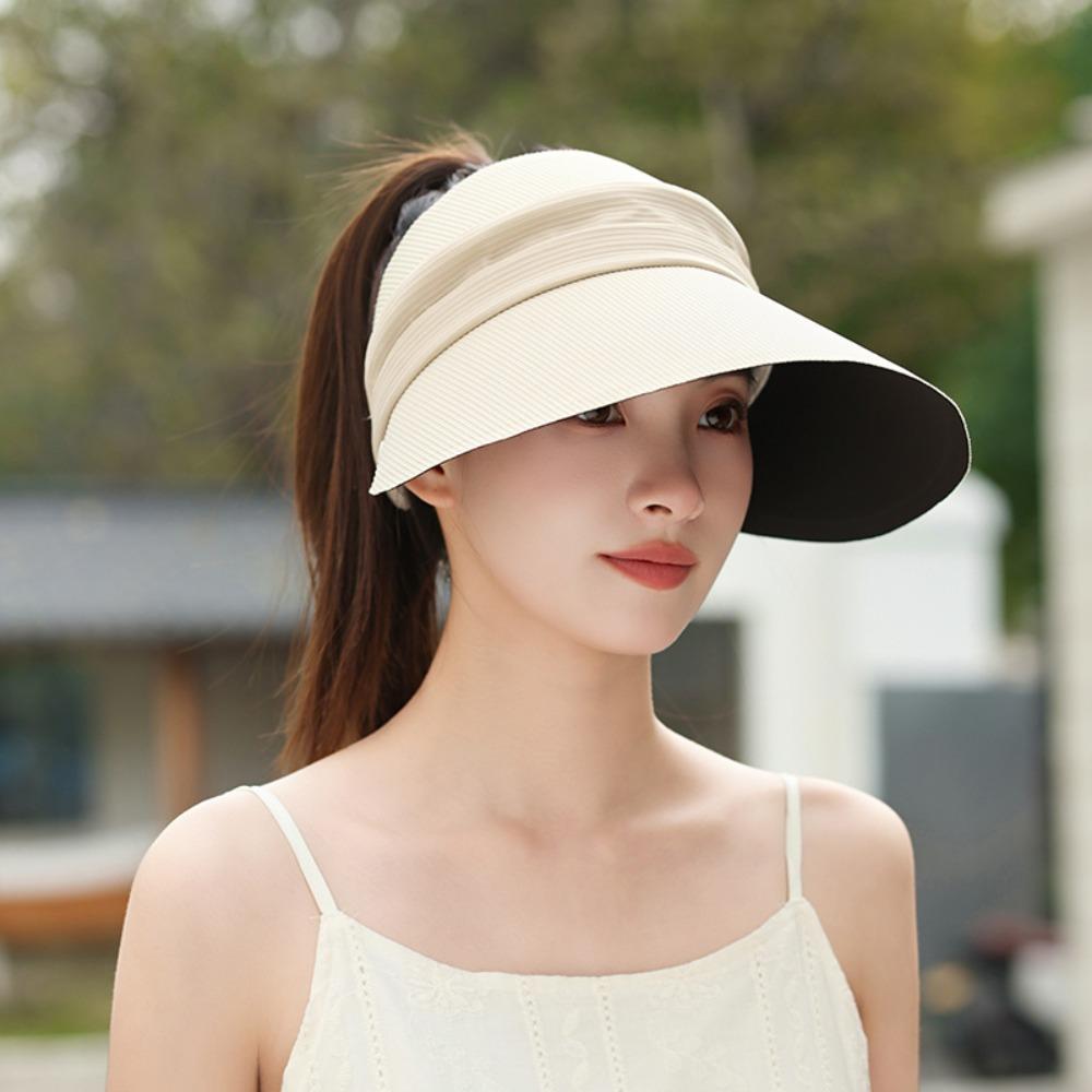 Outdoor Empty Top Sun Visor Hats Adjustable UPF 50+ Sun Hat Large Brim UV Protection Beach Cap Summer