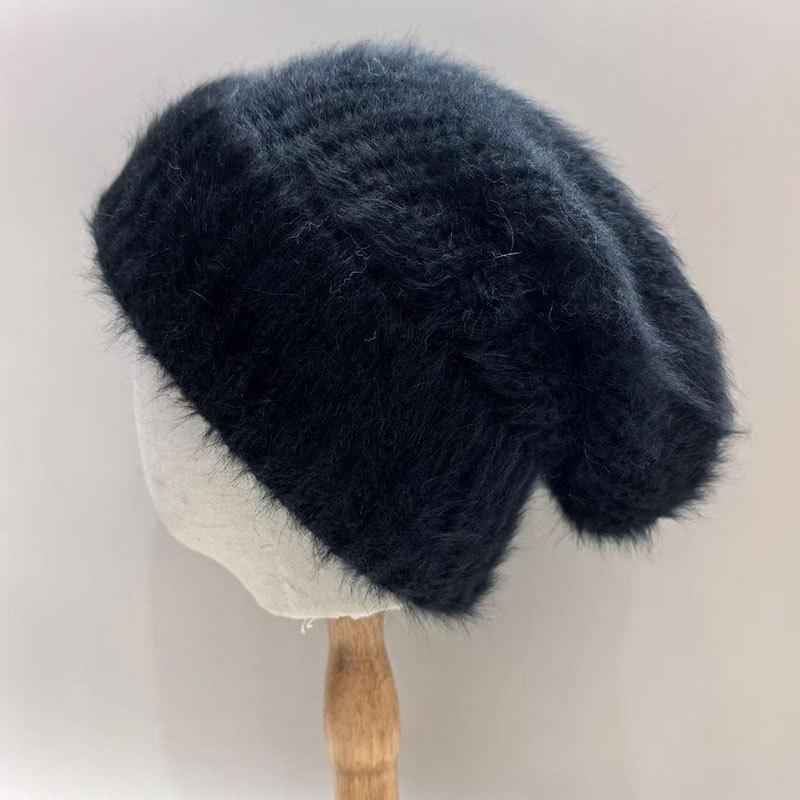 Luxury Rabbit Fur Knit Hat For Women Winter Beanie Soft Thermal Fleece Lining Windproof Cold Weather Accessory Keep Warm New