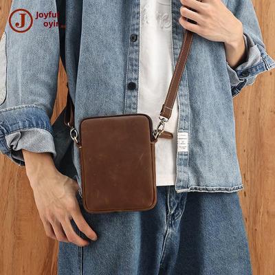 Borsa a spalla da uomo in pelle Crazy Horse retrò - Piccola, casual, nuovo stile