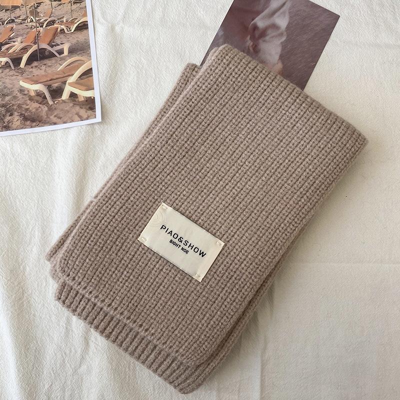 Women's Solid Color Knitted Scarf Winter Korean Version Scarf Narrow Version Men's and Women's Soft Scarf
