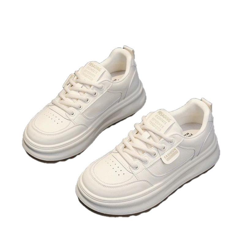 4-color Little White Shoes Women's Spring 2025 New Versatile Casual Leather Panel Shoes Niche Heightening Platform Single Shoes