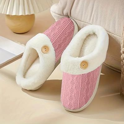 Winter Plush Lined House Slippers, Cozy Memory Foam Closed Toe Shoes, Fuzzy Warm Home Slippers