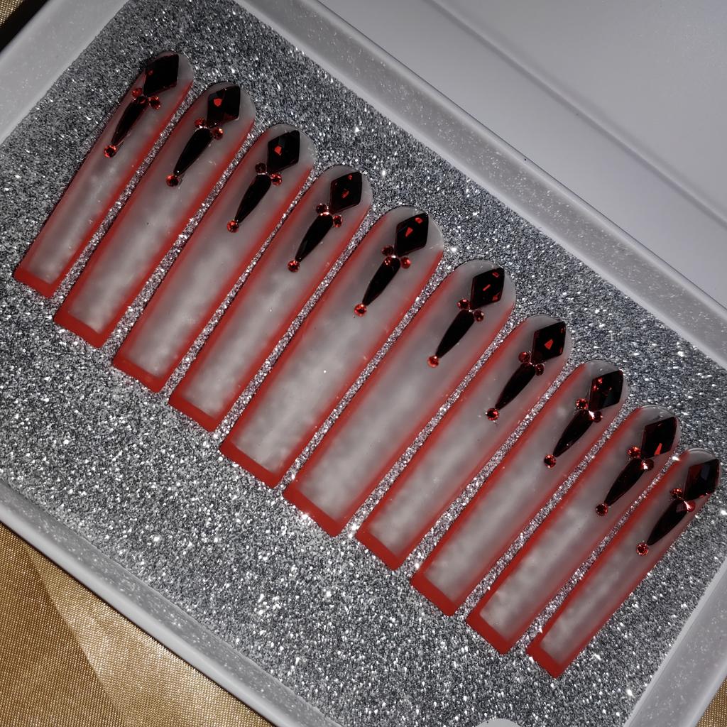 Thick and Hard Artificial Fingernails Square and Long Manicure False Nails with Glue Stickers Press on Nails