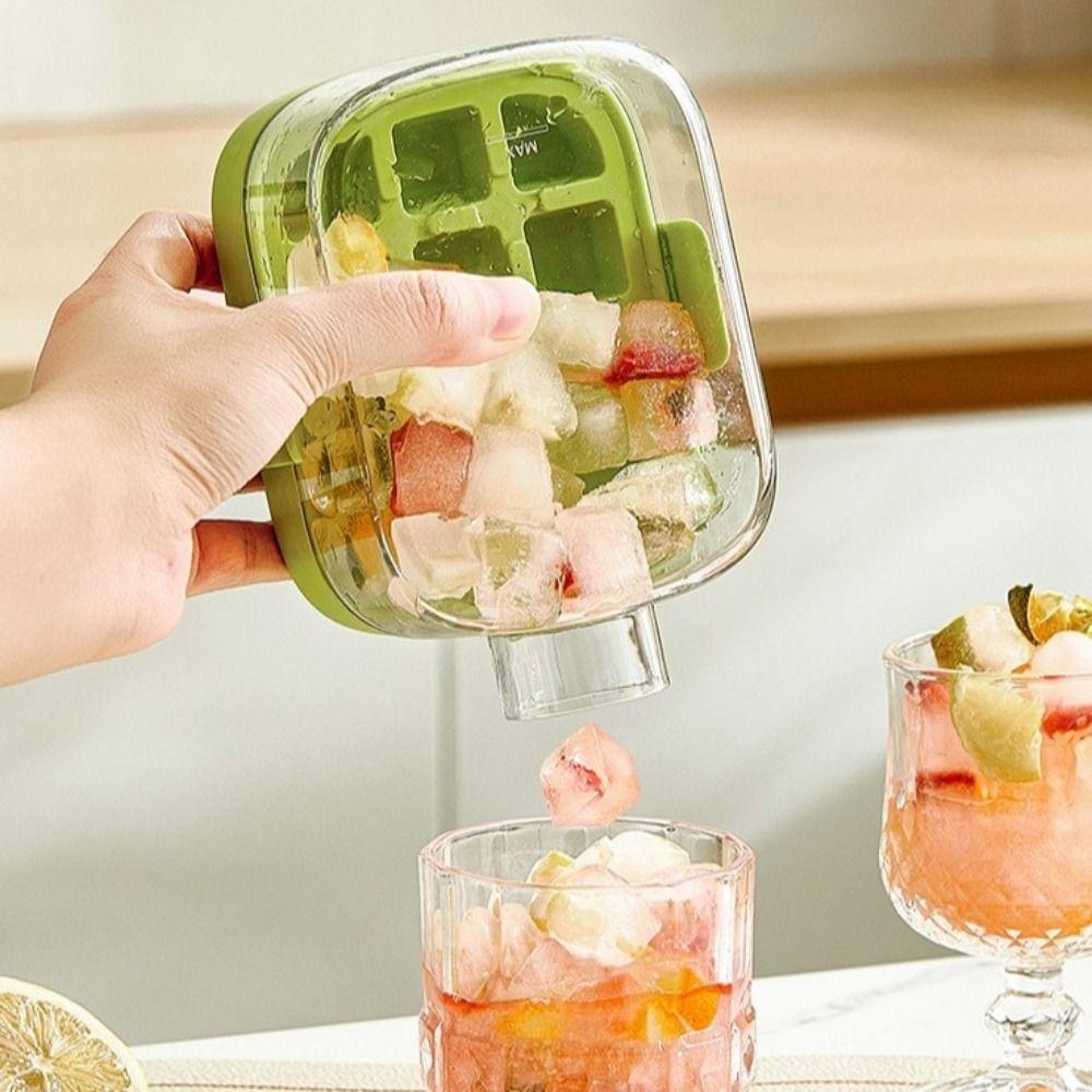 Press Type Ice Cube Mold No Touch Design Ice Make Bottle Cooling Cup Water Bottle  Summer