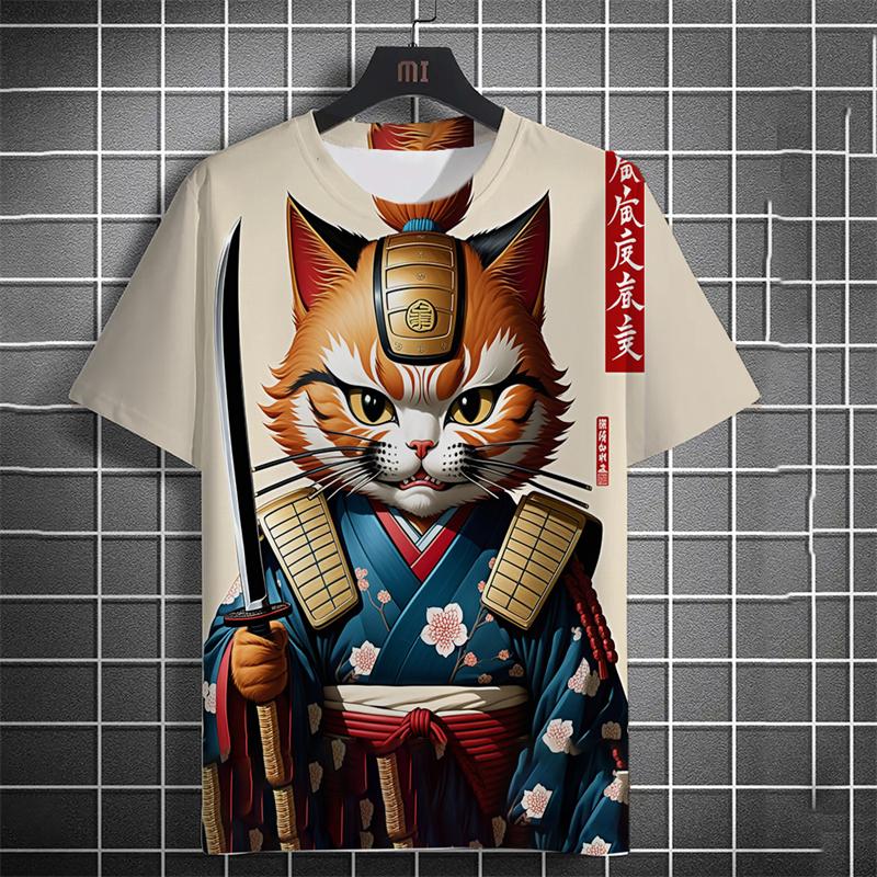 Fashion Japanese Ukiyo-e Cats Graphic T Shirts Summer Trend Short Sleeve Men Women 3D Printed T-shirts Casual Harajuku Tees Tops