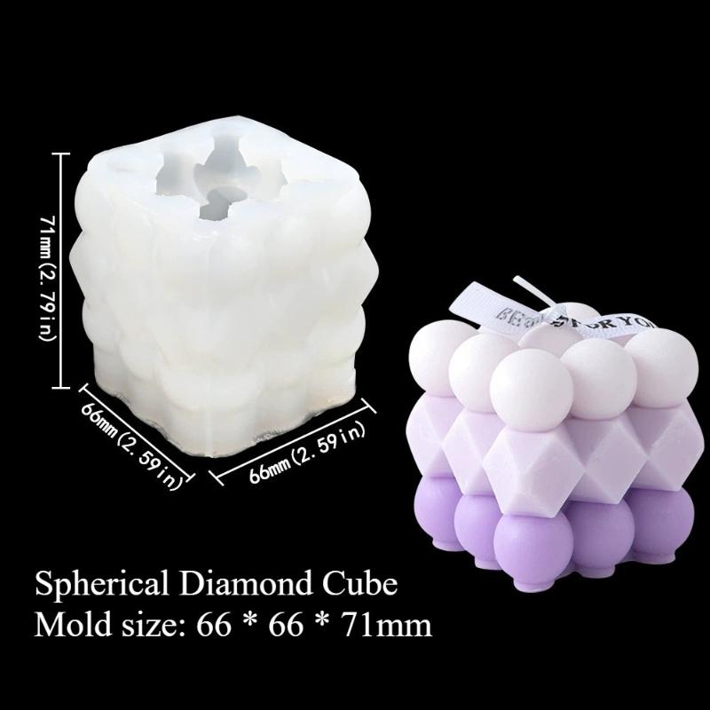 3D Cube Silicone Candle Mold DIY Crystal Epoxy Mould Small Round Ball Soap Molds Candle Making Tool Handcraft Decor Supplies