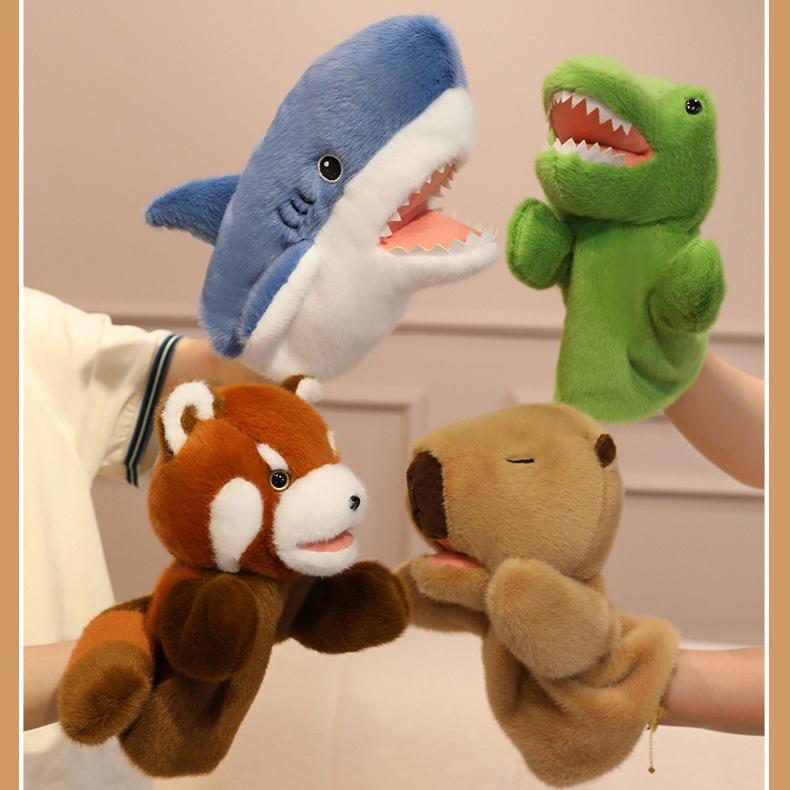 Cartoon Animal Plush Hand Puppet, Movable Mouth Interactive Glove Doll, Kids Early Education Storytelling Soothing Toy Universal Multiple Styles