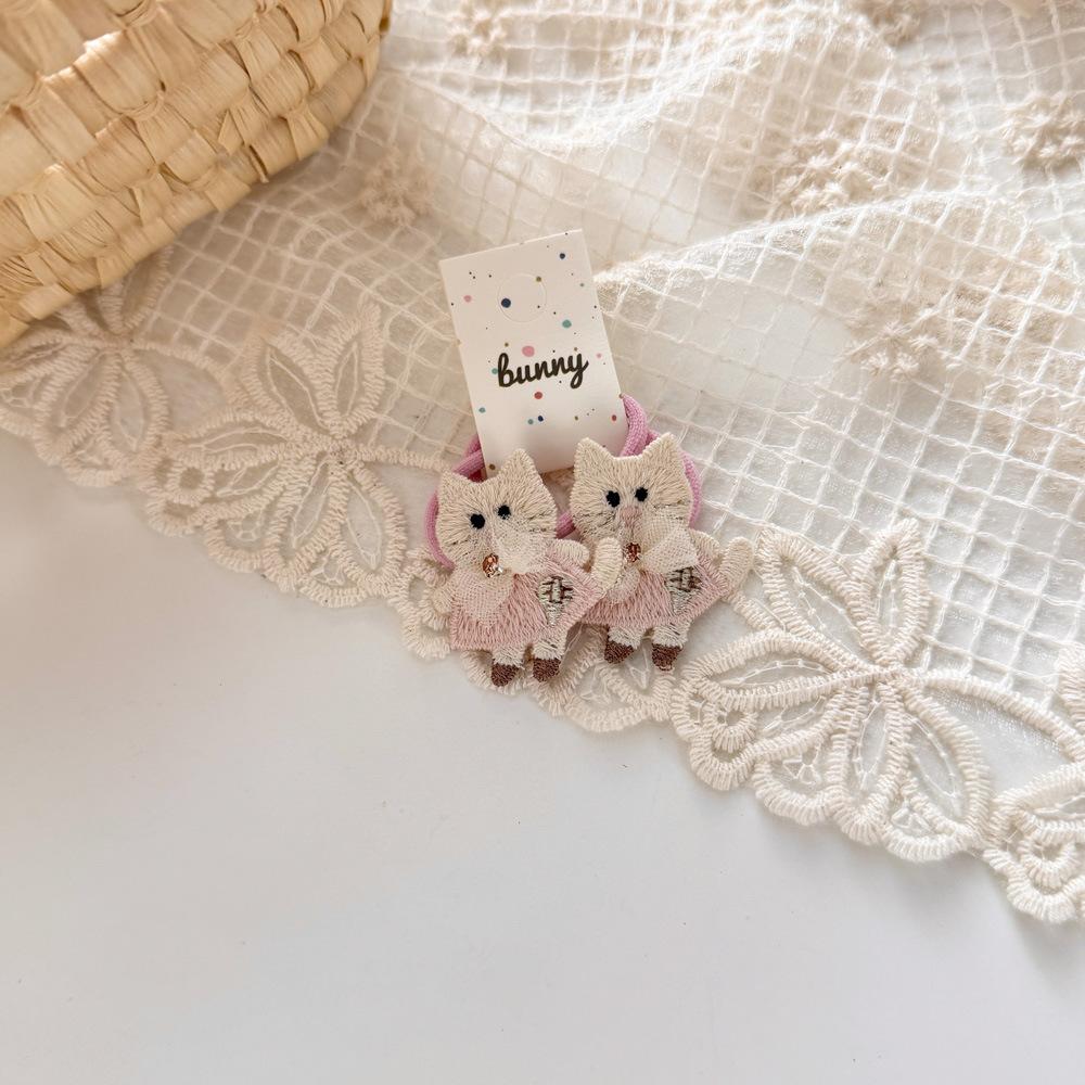 2pcs/set Cartoon Cute Hair Rope Ties Elastic Hair Bands Bowknot Girls Ponytail Holder Rubber Band Kids Hair Accessories Headwear