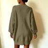 Women's Loose Fit Midi Sweater Dress with Sleeves and Collared Neckline