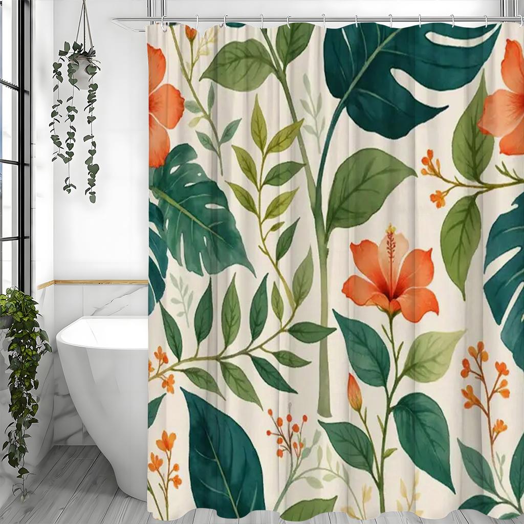 Shower curtains Tropical plants, leaves Shower curtains Waterproof shower curtains Stylish unit shower curtains 1 Polyester Bath