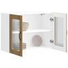 Wall Mounted Kitchen Cabinet with Glass Door Artisan Oak Wood Composite
