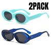 2PACK Versatile Fashion Sunglasses New Oval Frame Sun Glasses Retro Small Frame Eyeglasses Y2K Street Po Glasses Female