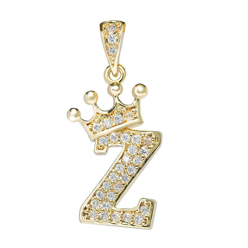 

Crown Alphabet Az Initials Letter Pendant Necklace Gold Chain Jewelry Gift Z