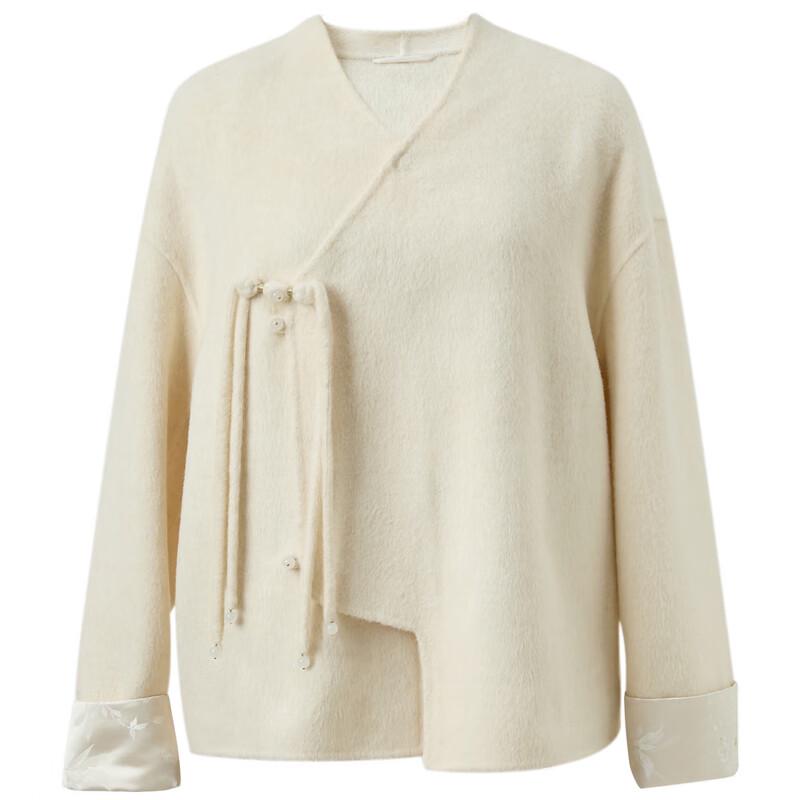 Sancai Women's 2025 Winter Short Double-faced Wool V-Neck Coat