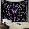 Purple Butterfly Moon Phases Tapestry Wall Hanging Floral Mushroom Witchy Celestial Aesthetic Wall Art Bedroom Dorm Decor