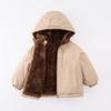 Kids Thick Cotton Padded Jacket With Hood Solid Color Warm Outerwear Toddlers Boys Girls Winter