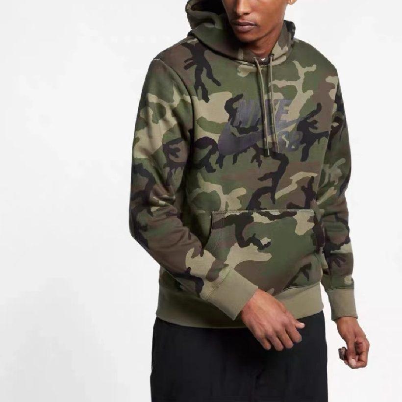 Nike Sweatshirts Men's Olive Green Hooded Moderate Regular CN5354-222