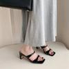 fashion Women's Shoes 2024 New Square Toe Slingbacks Women's Slippers Summer Open Toe Shallow Solid Sexy Dress Plus Size Slippers
