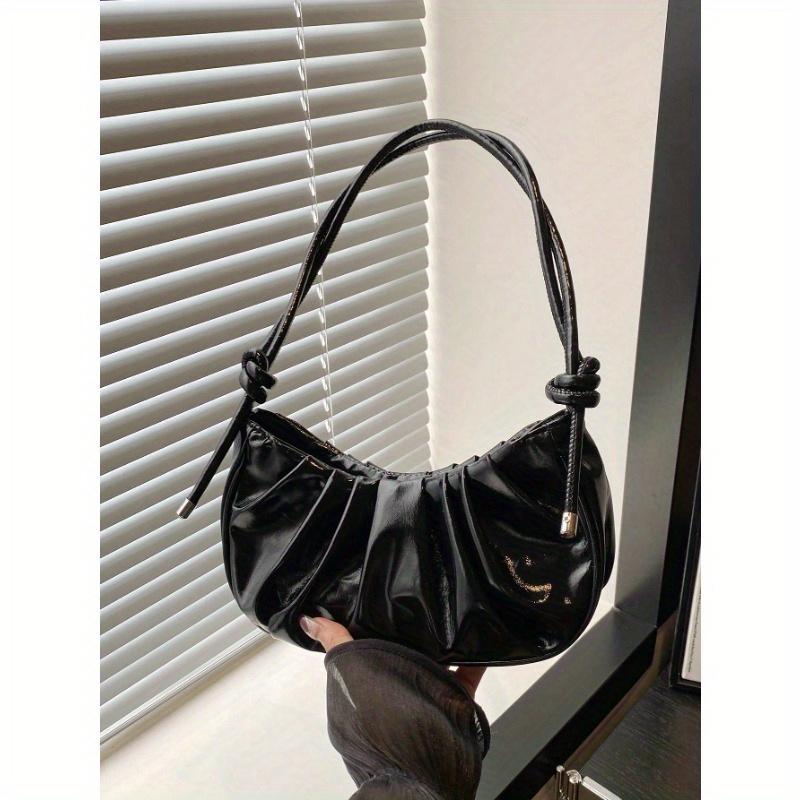 Mode Einfarbig Gold Wolkenplissee PU Damen Handtasche Schlicht Süßer Stil Schultertasche, Umhängetasche. Geeignet zum Einkaufen