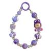 Cute Cartoon Beaded Lanyard & Wrist Strap with Keyring and Bag Charm for Little Girls