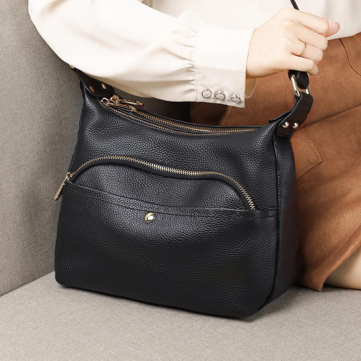 

Сумка из коровьей кожи первого слоя женская сумка повседневная сумка через плечо модная сумка для мамы для среднего и пожилого возраста универсальная сумка-мессенджер для пожилых чёрный