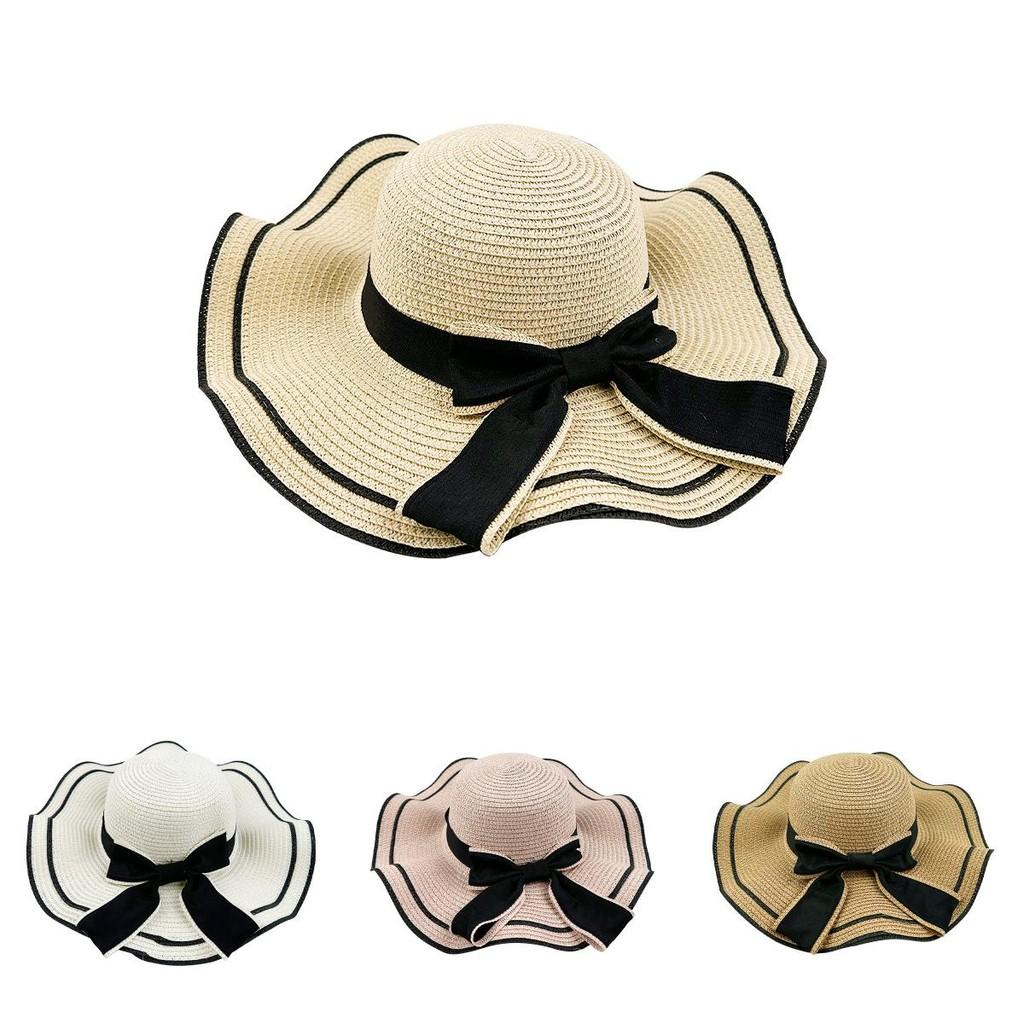 Wave Brim Sun Hat Made Of Straw With Breathable Design For Women Outdoor Activities