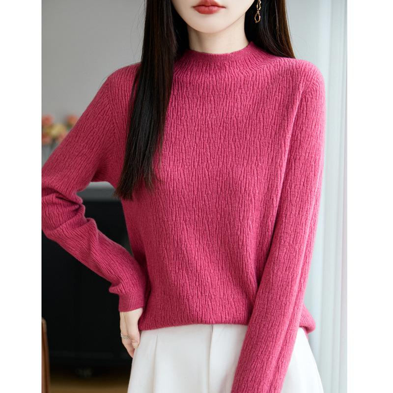 DAFIFY Women's Fashion Casual Fall Winter Solid Color Print Long Sleeve Half Turtleneck Sweaters