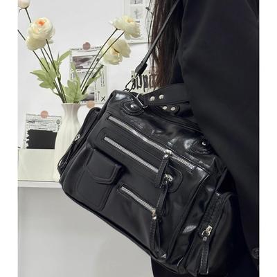 Tasche Damen neu großvolumige Retro-Lokomotivtasche modisch cool Sa Wind Reißverschluss Schulter Umhängetasche