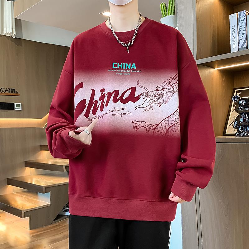 

Autumn Sweater Boy Junior High School Student Long-sleeved T-shirt Crew Neck Versatile Bottoming Shirt M красный