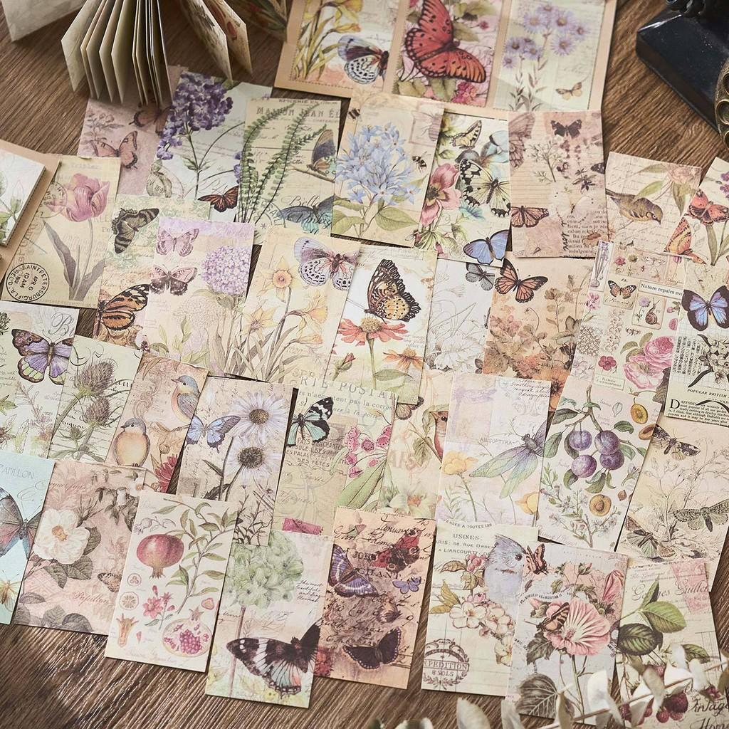 Journamm 60Sheets Notepad Scrapbook Paper Background Craft Paper Collage Junk Journal DIY Album Scrapbooking Material Paper Pack