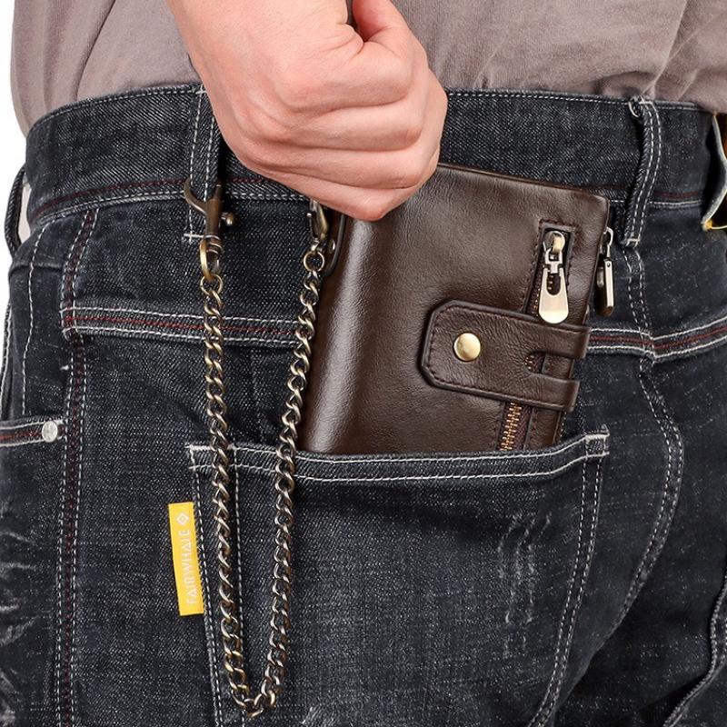Man Wallet Coin Purse Small Mini Card Holder Chain Portomonee Male Walet Pocket
