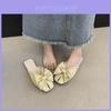 Elegant Summer Women's Closed Toe Flat Slippers With Bow And Pearl Soft Rubber Sole