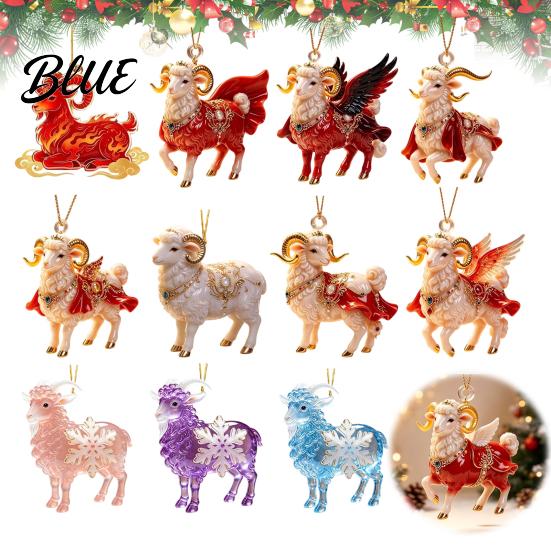 Acrylic Farm Animal Xmas Tree Sheep Hanging Goat Ornament Ornaments Christmas Decoration for 2D Flat