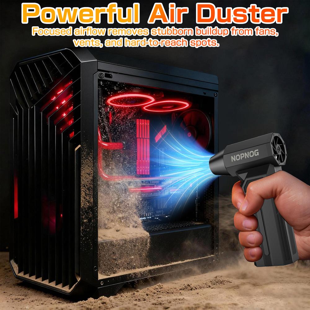 Wireless 140000RPM LED Light with Multiple Outlet Nozzles 4-speed Adjustable Car Snow Removal, Portable Strong Blowing Electric Turbojet Fan