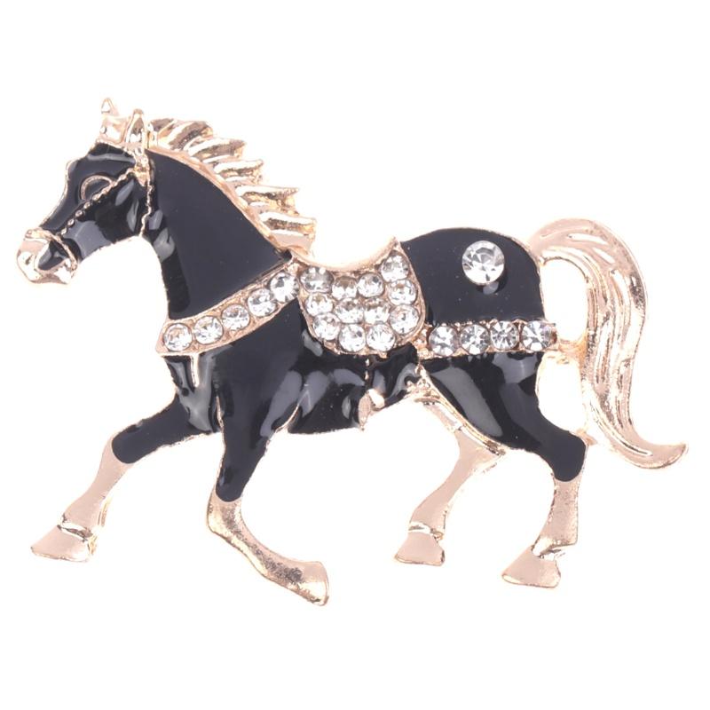 Classic Rhinestone Horse Brooches For Women Versatile Animal Lapel Pins Clothing Corsage Jewelry Accessories New Year Gifts