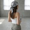 Polyester Shiny Metallic Bandana Stripe Satin Square Turban Liquid Silvery Headscarf  Outings