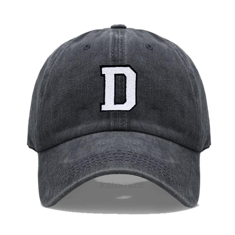Vintage Washed Cotton Dad Hat Baseball Cap - 2-Tone A-Z Initial Embroidery Adjustable Unisex Team Cap for Men Women