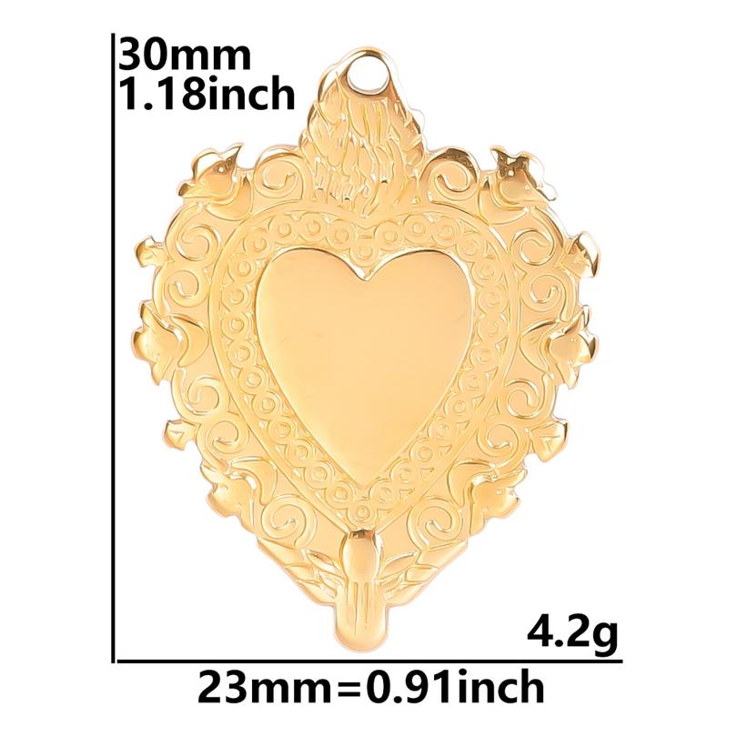 6pcs/Lot Mutlistyle Stainless Steel Heart Charms For Jewelry Making Supplies Sun Dragon Three-Dimensional Love Pendant Breloques