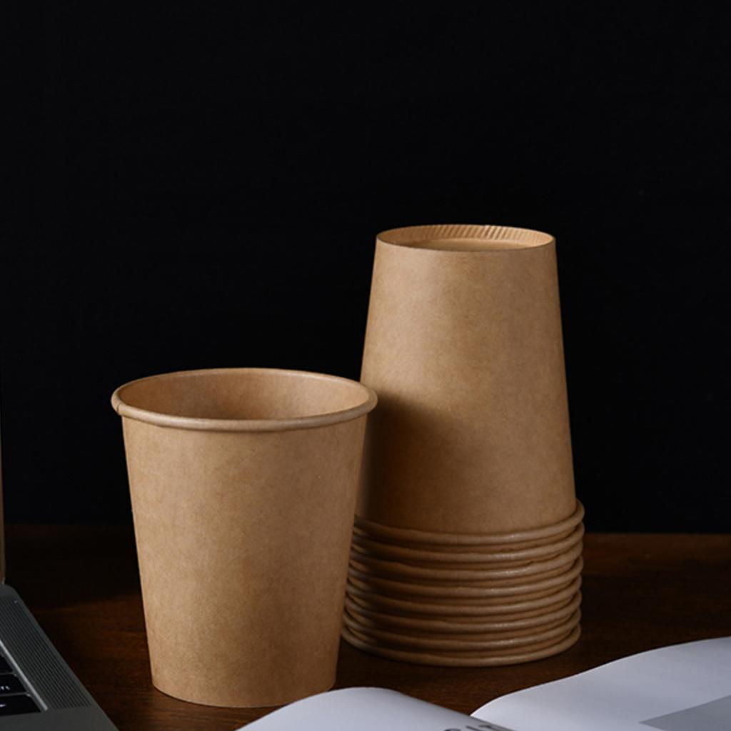 Kraft Paper Cup Disposable Water Cup Food Grade Thick Household Hot And Cold Drink Coffee Cup Anti-scalding High Temperature Resistant