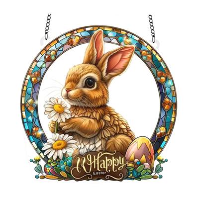 Easter Pendant Hanging Decoration with Lanyard Easy To Hang Rabbit Pattern Design Wide