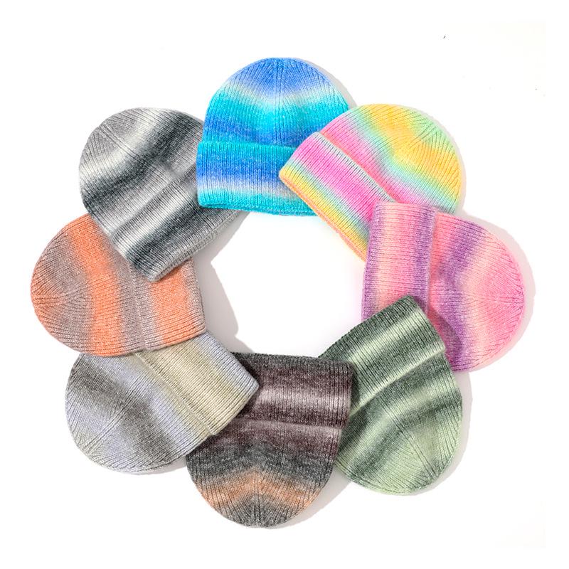 New Tie-Dye Wool Mohair Knitted Hat: Fresh Winter Style for a Chic Look