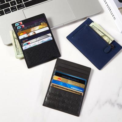 Portafoglio Portatessere Multiplo in Vera Pelle Ultra-Sottile