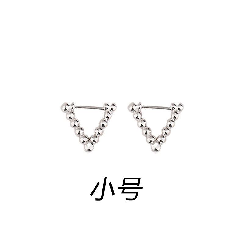 Triangular Earrings Mini Minimalist Temperament Fashionable Small Fresh Geometric Design Inverted Triangular Bead Earrings