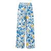 Women's Loose Casual Floral Print Wide Leg Pants With Elastic Waist Drawstring And Pocket Pants