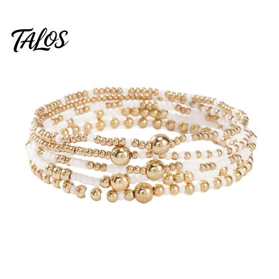 Lightweight Daily Wear Jewelry 5Pcs Beaded Bracelet Stack for Women Teenage Girls, Tiny Gift Ideas Best Friends Beads Bracelets, Elastic Stretch Boho