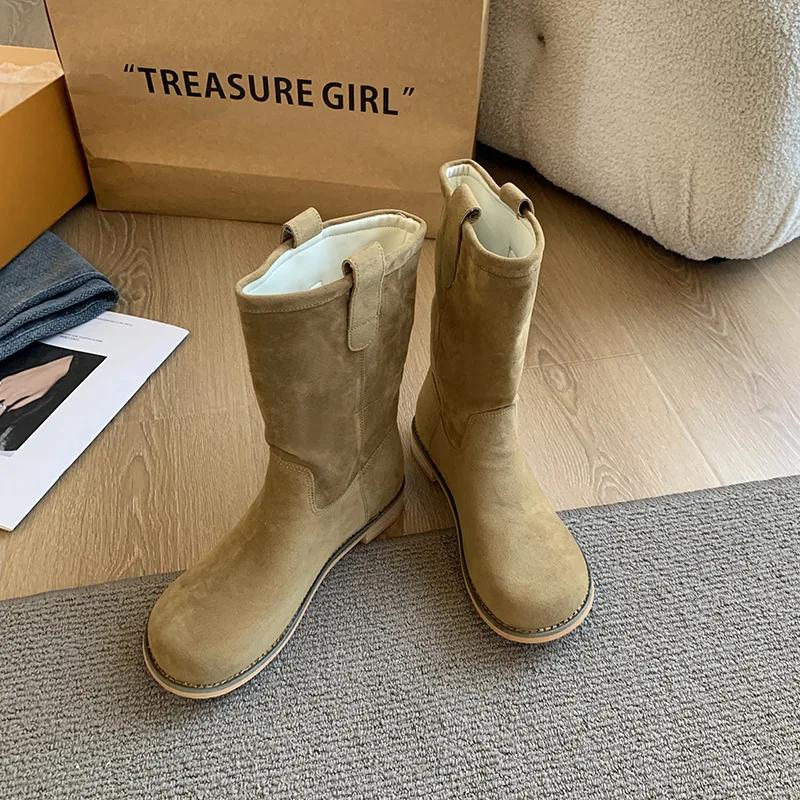 2025 Autumn Winter New Women‘s Boots Luxury Casual Low Heels College Style Women Elegant Shoes Zip Lady Knee High Boots Comfort