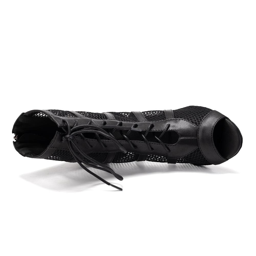 Dance Boots Women's Latin Salsa Stiletto Heel Lace-Up Boots for Tango Bachata Ballroom Party Performance Dance Shoes Heeled 7.5CM