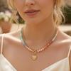 Preppy Aesthetic Beaded Necklace Women Layered Necklace, Heart Pendant Colorful Choker for Bohemian Jewelry Summer Beach Gift Mom Daughter Girlfriend
