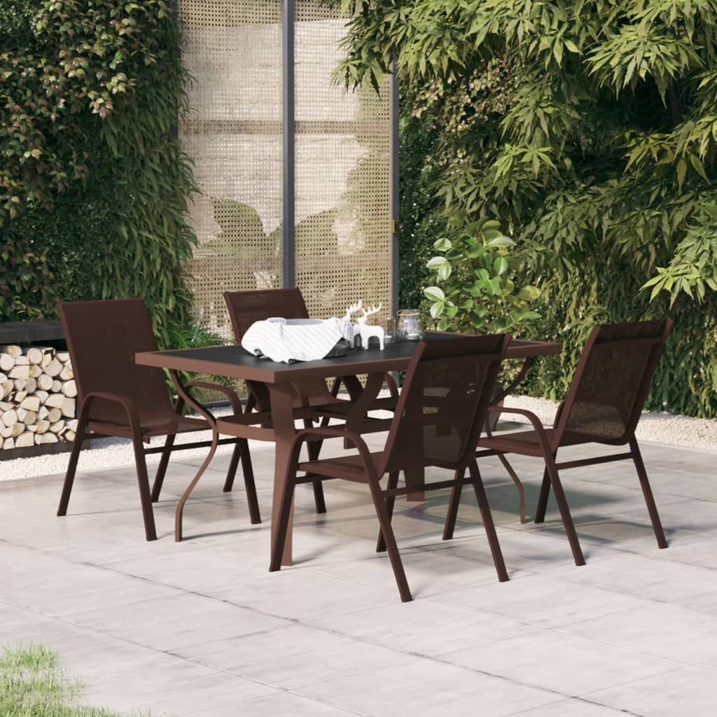 Buy 5 Piece Garden Dining Set Brown and Black at affordable prices
