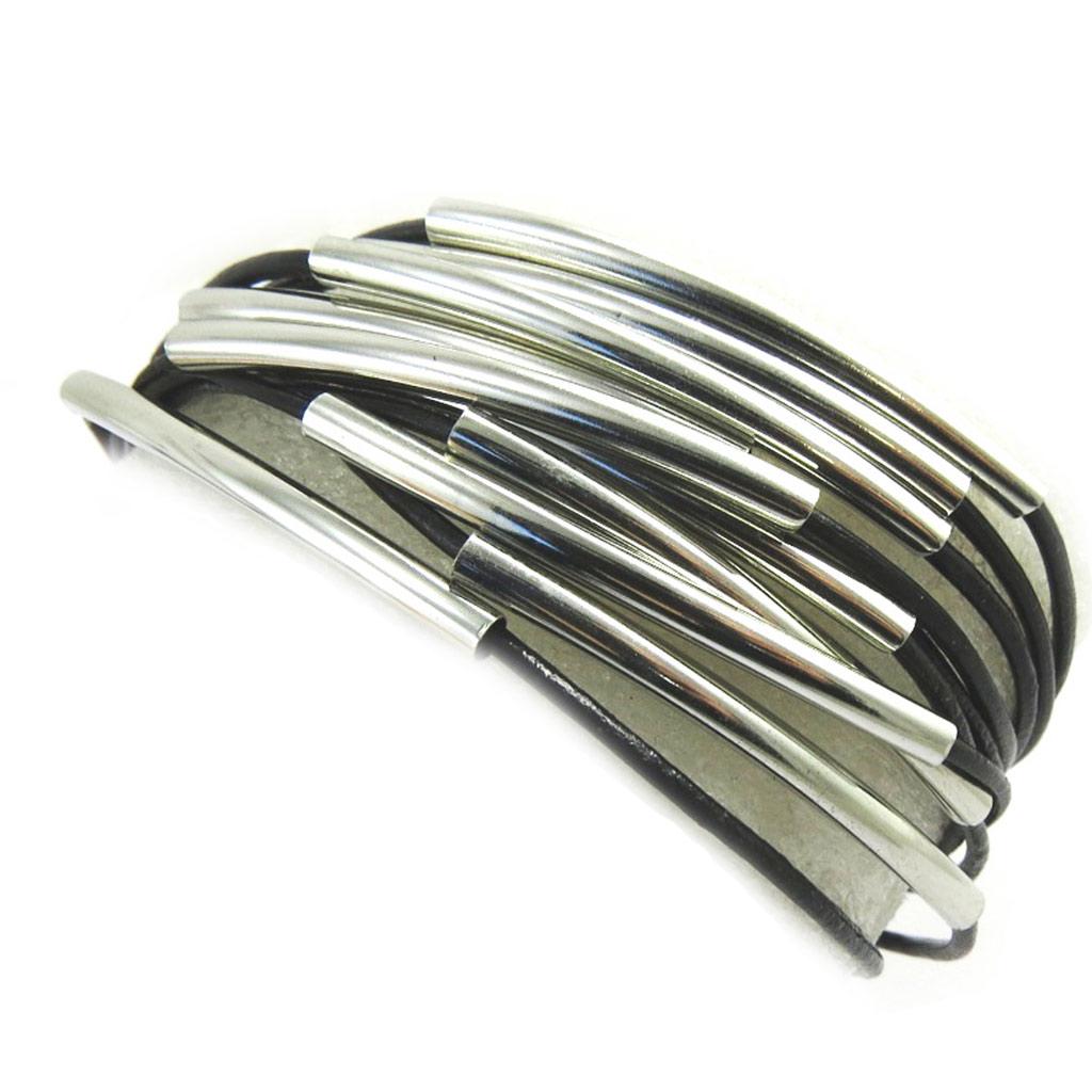 Les Trésors De Lily [M0706] - Black 'Peaceful' Designer Bracelet (10 Rows)